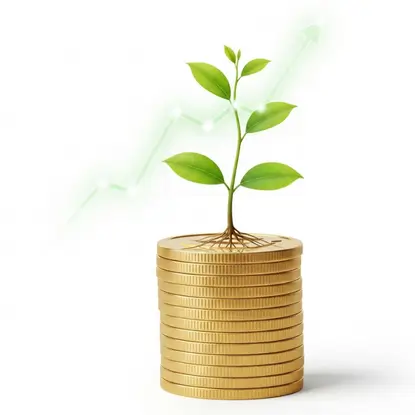 Illustration of investment growth with charts and graphs